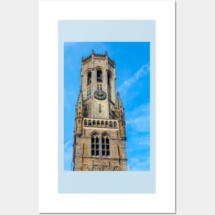 Belfry of Bruges against blue sky Posters and Art